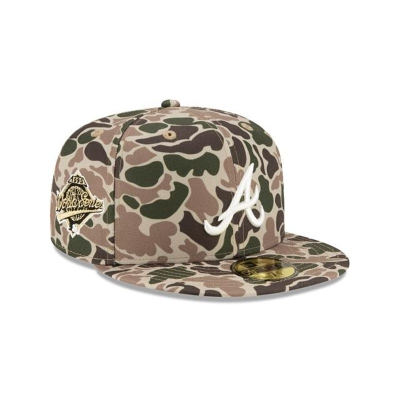 Atlanta Braves Gorra | New Era MLB Duck Camo 59fifty Fitted Cap Mexico - Verdes